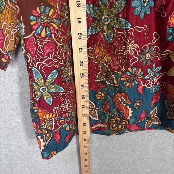 Dewi Fortuna Tunic Top XXL Batik Floral Textured Artsy Gypsy Bali Print Boho - Picture 6 of 12